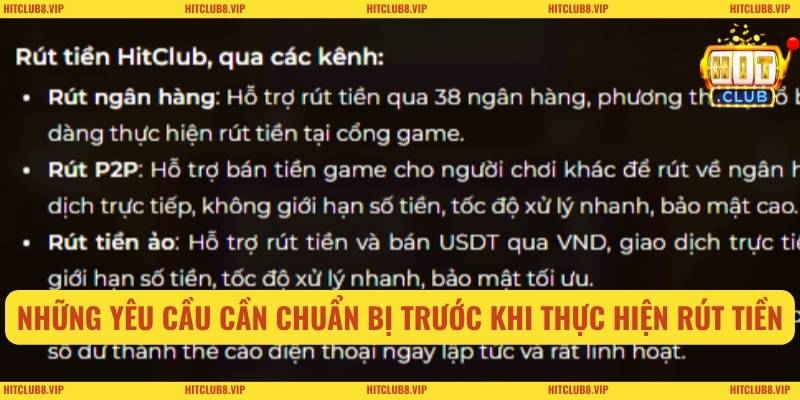 Những yêu cầu cần chuẩn bị trước khi thực hiện rút tiền
